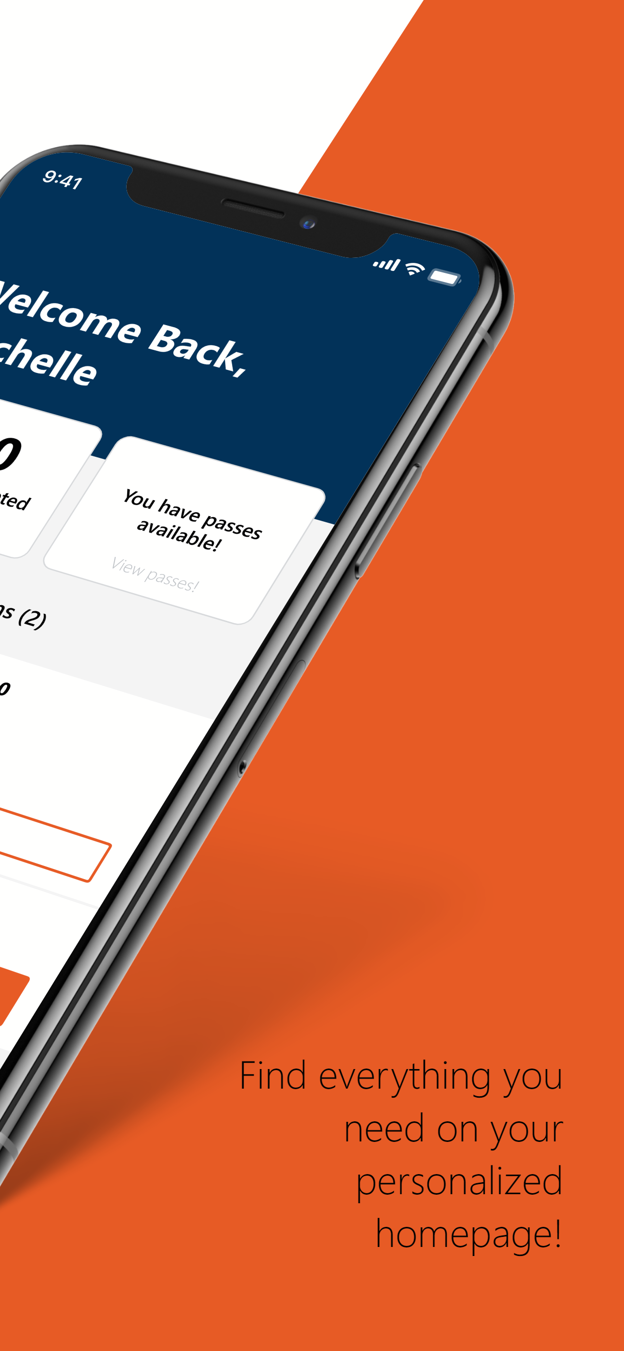 LowFlo app personalised homepage with passes and stats